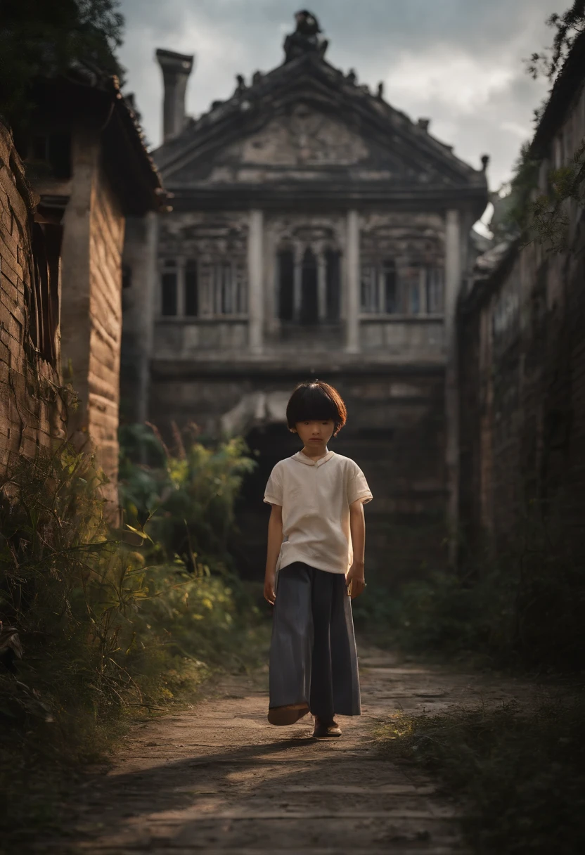 Fei Ran and his brother who were extremely afraid,Ahead is a gloomy school building,The doll in the picture waved her hand strangely