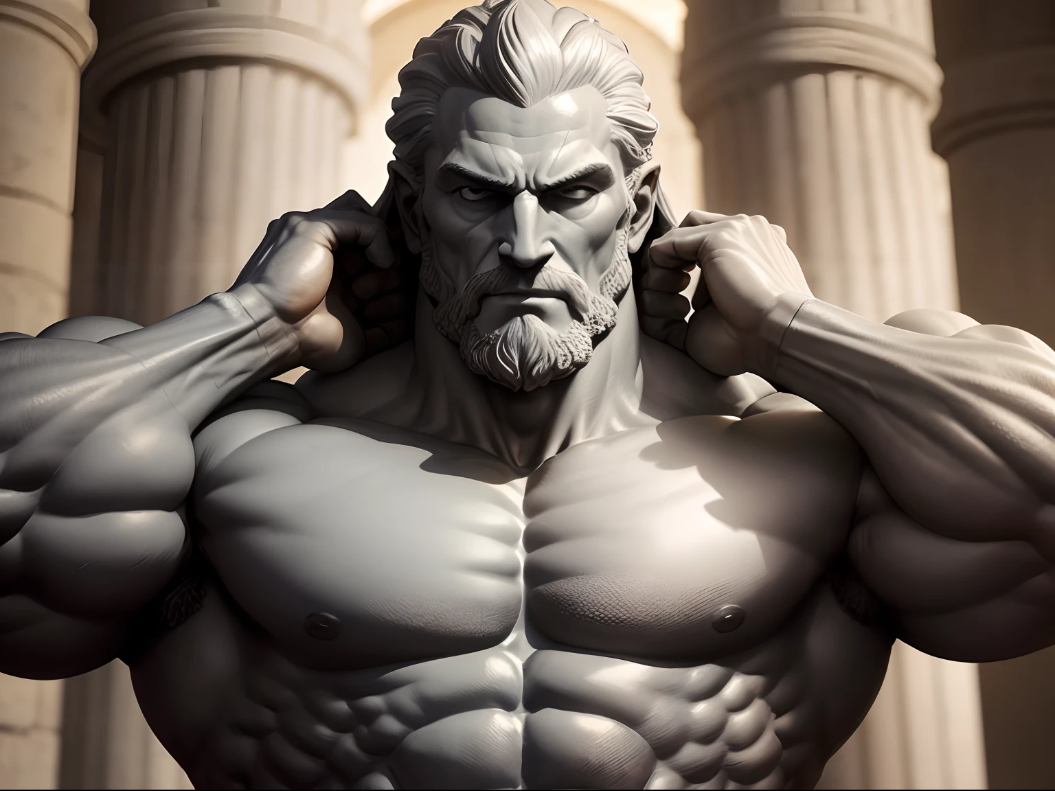 Gray statue, of ancient muscle philosophers, eles estao dentro de um castelo, 1.080 x 1.350 8k
