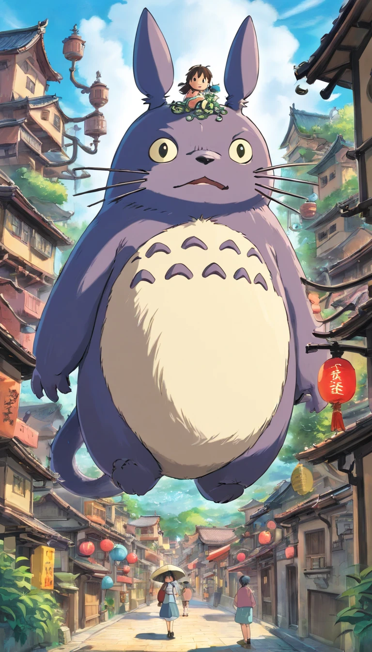 Tentacle horror AI ancient town totoro