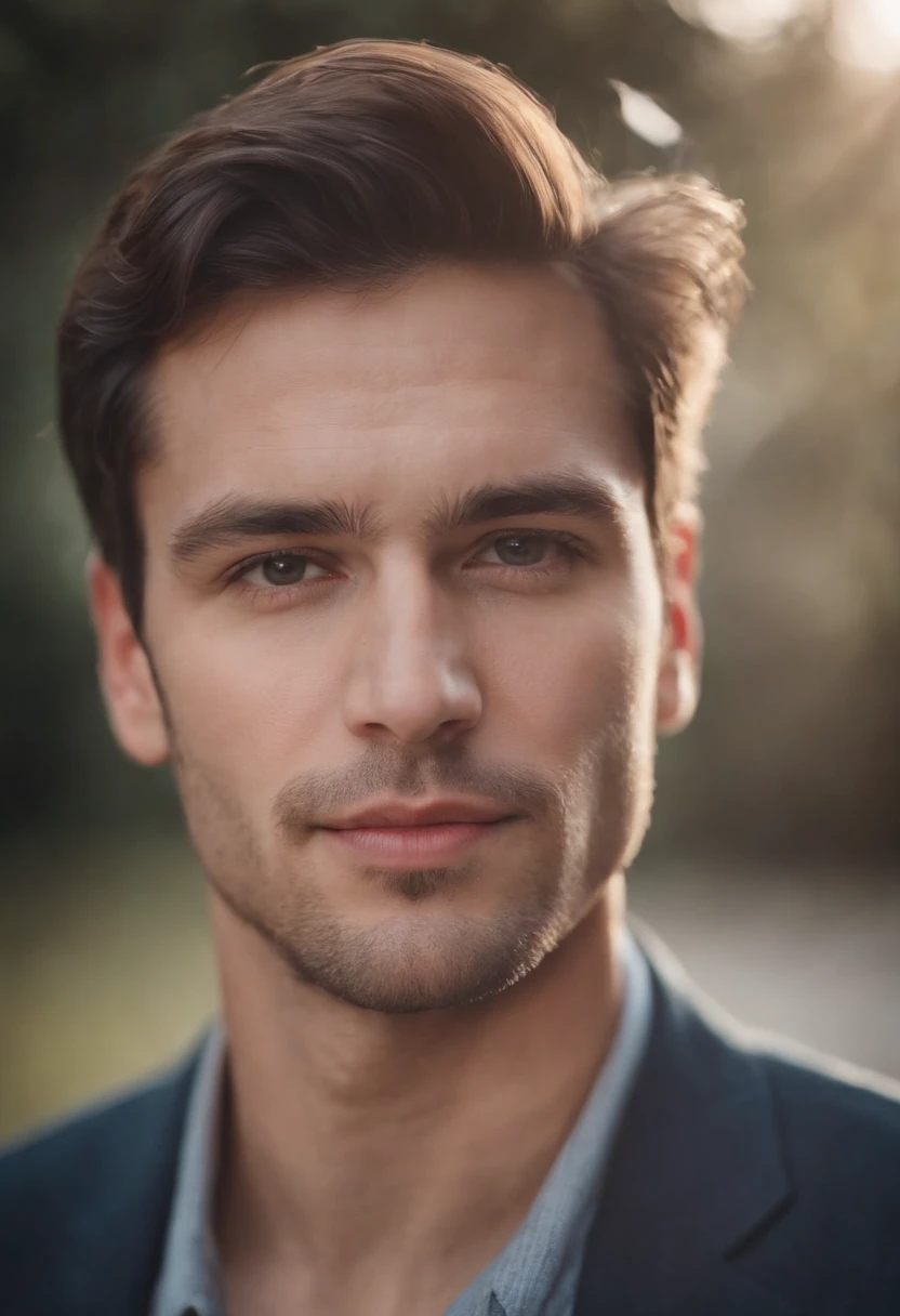 Portrait of handsom man 30-year-old round face cinematic look