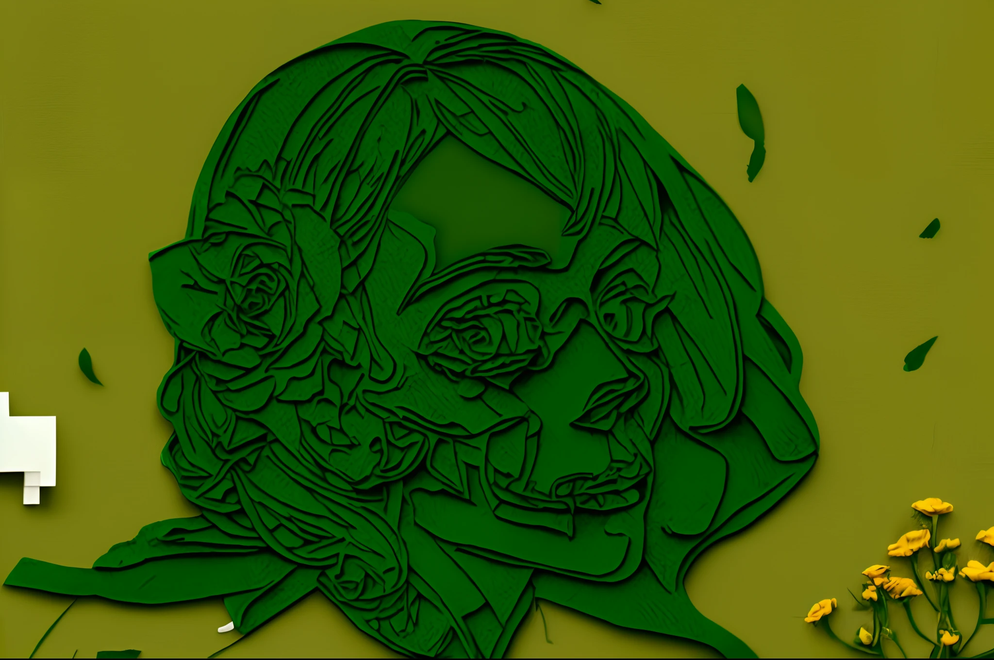 Minimalist designs matte green and yellow roses