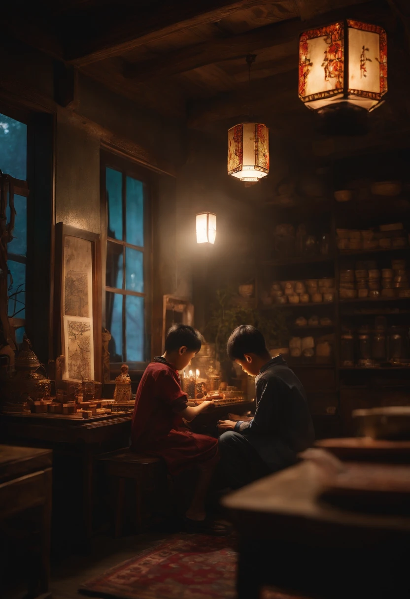 The tense scene of Fei Ran and his brother solving puzzles in the dark, and