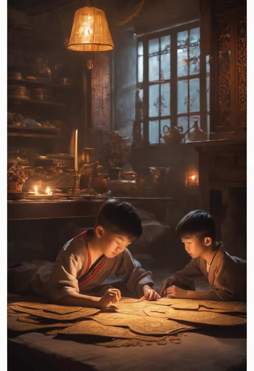 The tense scene of Fei Ran and his brother solving puzzles in the dark, and