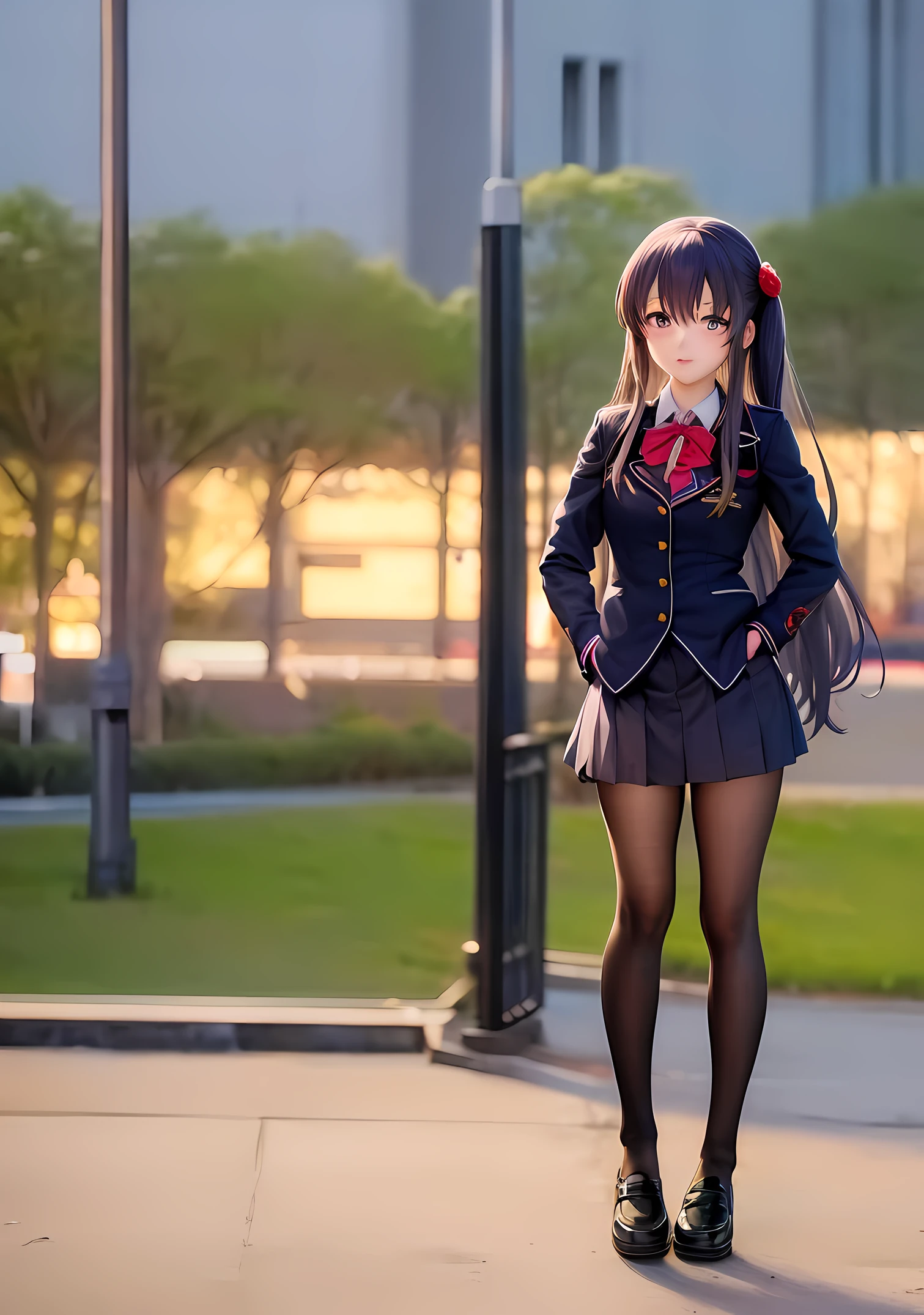 Anime girl in uniform standing in front of the city, anime moe art style, anime style like fate/Stay Night, Ecchi anime style, beautiful anime high school girl, Realistic Schoolgirl, an anime girl, Seductive Anime Girl, a hyperrealistic schoolgirl, School Girl, Anime Best Girl, In anime style, a hyperrealistic schoolgirl, young anime girl