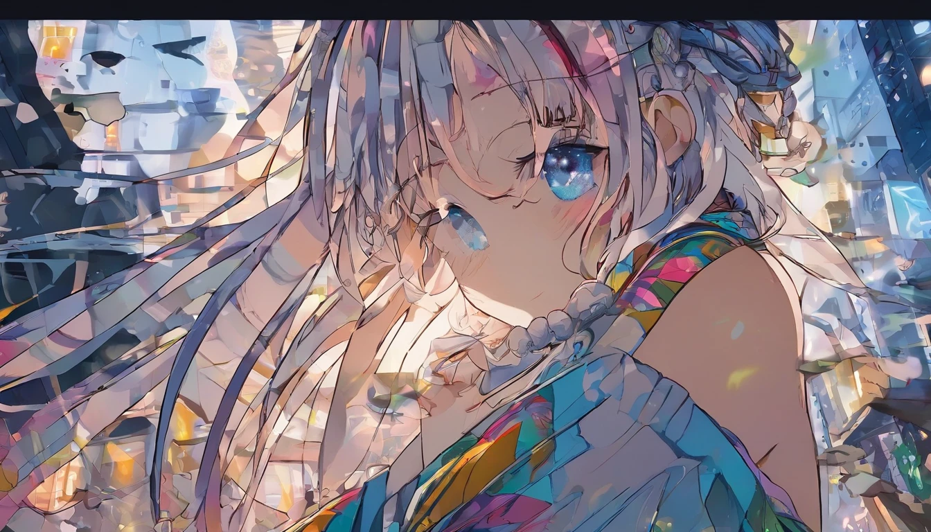(Masterpiece:1.21), (Best quality:1.331), ((Ultra-detailed)), ((extremely best illustration)), ((Amazing)), (hyper qualit), Gorgeous and rich graphics, (Extremely delicate and beautiful:1.21), 8K, the wallpaper, (extremely beautiful lighting), hard light, Delicate composition, (Perfect positioning), (extremely beautiful and detailed background:1.21), Rembrandt style expression of light and shadow, Dark tone, (Low profile, high differential color levels), ((Depth of field)), deepshadow, Dynamic Angle, From the side Side, Upper body, Radial blur, rain, (City lights, The background is blurred out), (1girll),(Beautiful detailed eyes), Clear blue eyes, Long silver French braided hair, camouflage uniform, Transparent raincoat, Wet clothes and wet skin and dripping wet hair, Lens flare, String Light, street,, Masterpiece, Best quality like foggy rain,Fog like rain,The strands linger。