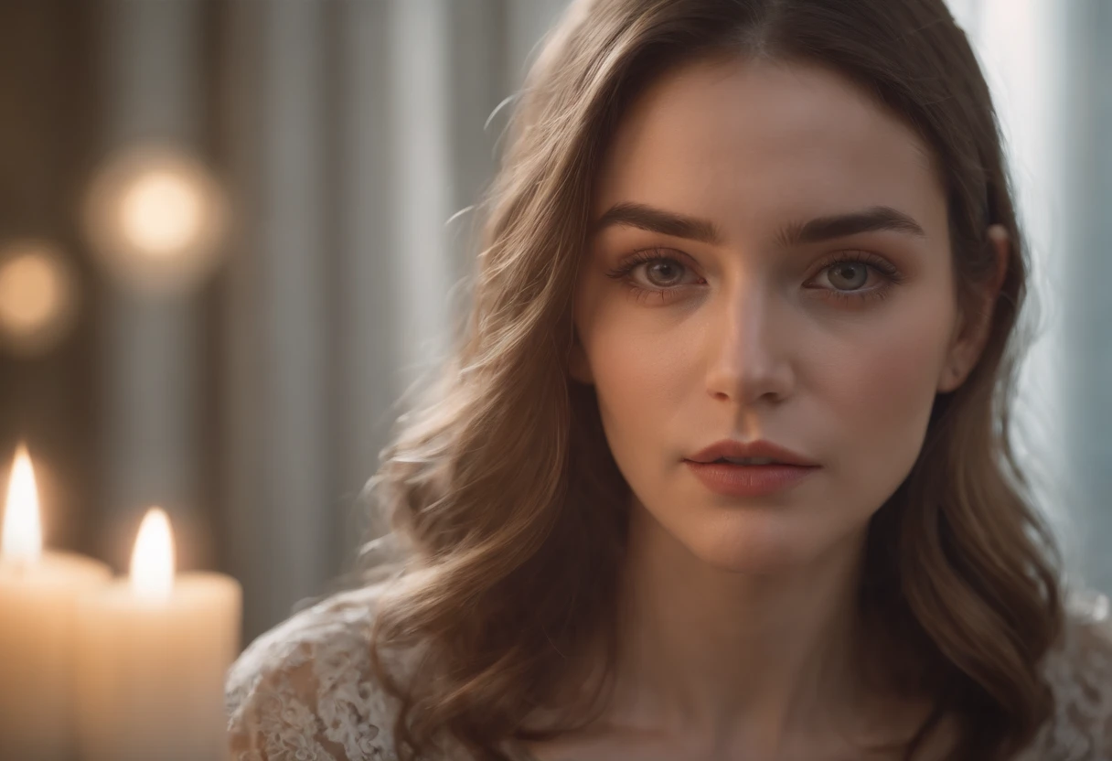 uma mulher triste olhando seu reflexo em um espelho