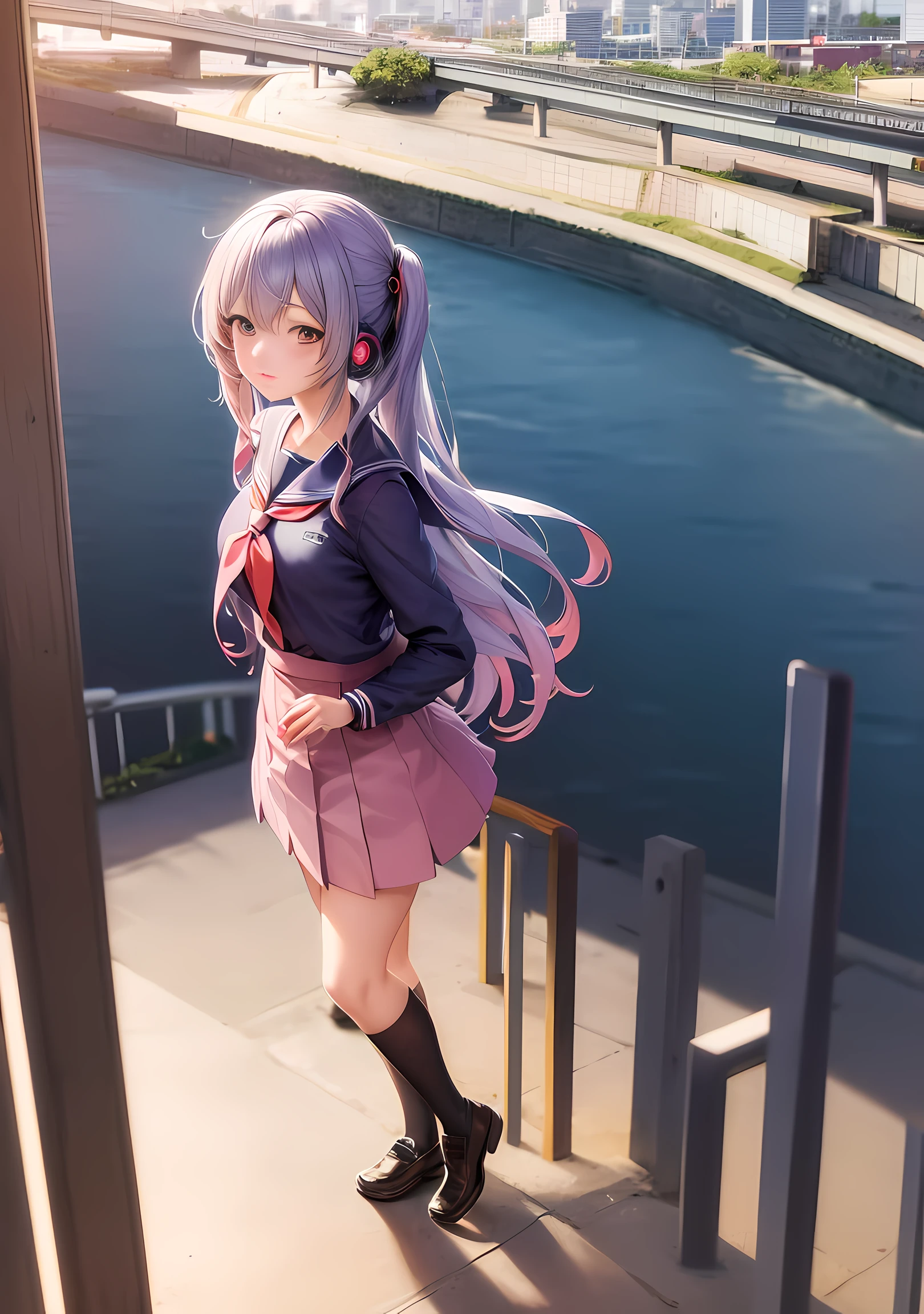 Anime girl in uniform standing in front of the city, anime moe art style, Ecchi anime style, beautiful anime high school girl, Realistic Schoolgirl, an anime girl, Seductive Anime Girl, a hyperrealistic schoolgirl, School Girl, Anime Best Girl, In anime style, a hyperrealistic schoolgirl, young anime girl