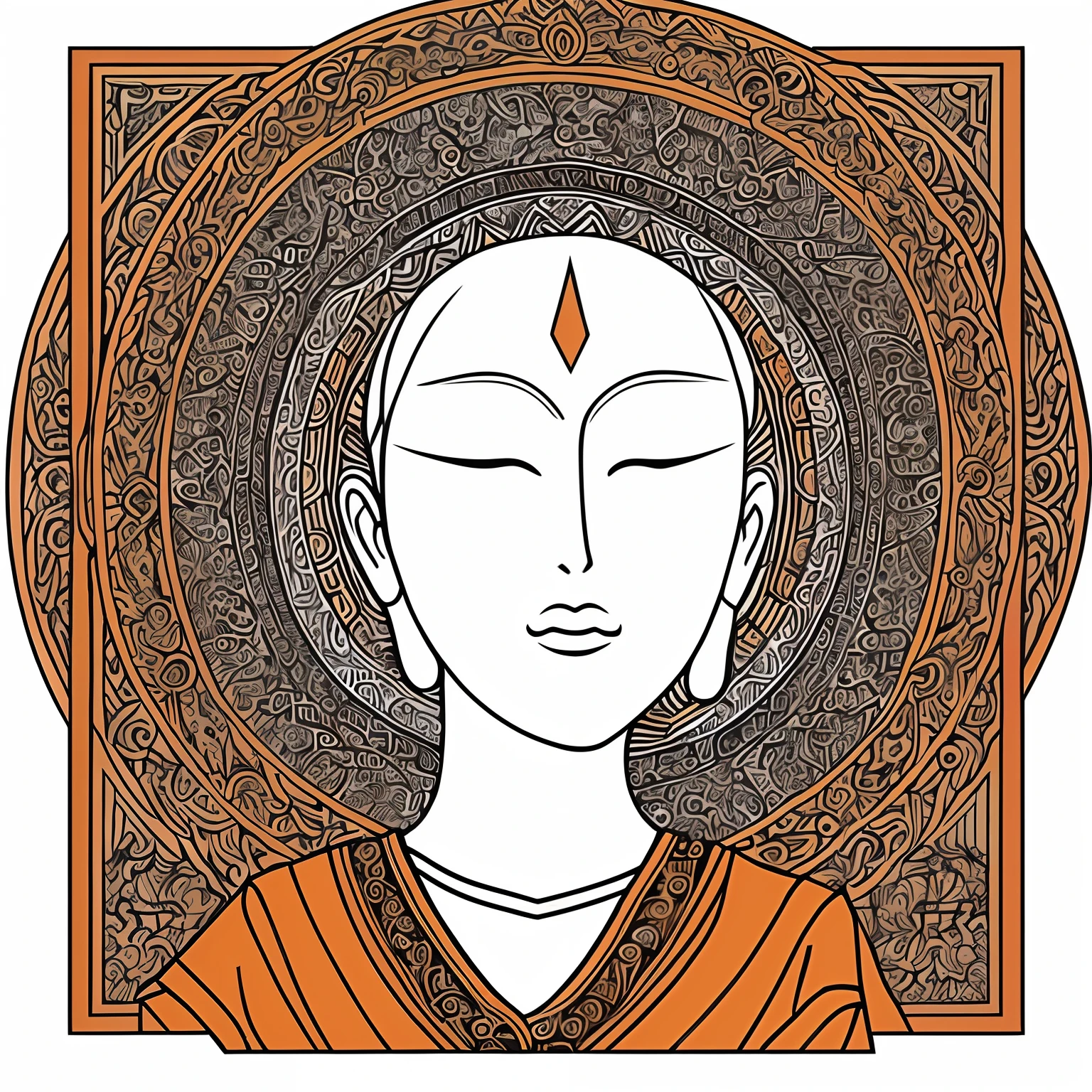 mural, Amitabha, Tibetan style, minimal art, flat color