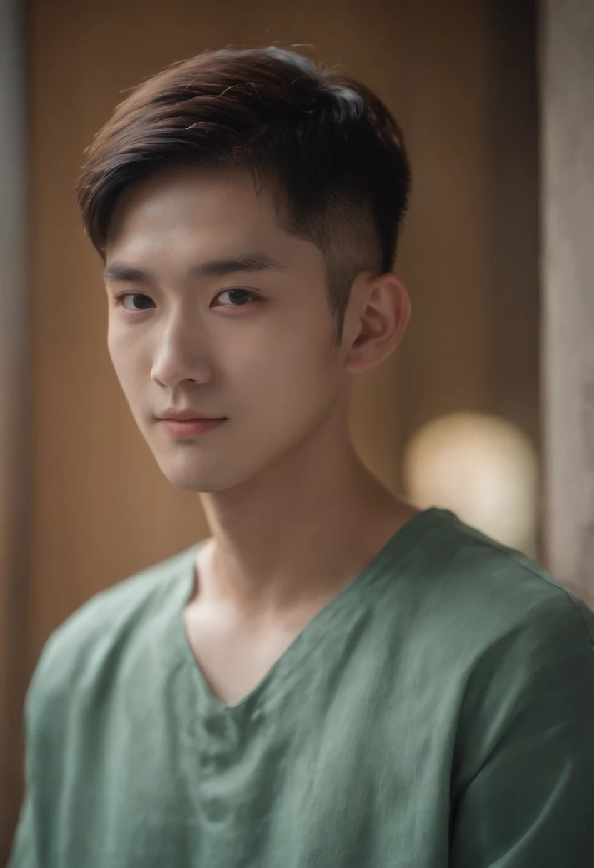 Libido boy，pupils，8K，The shirt，tiese，Green，mouth mask，ssmile，Xiao Zhan