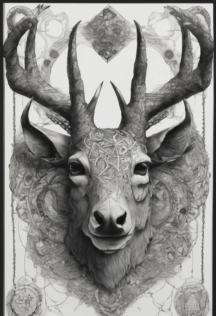 "Knots of History" by Anna Bachelier and Arshile Gorky: The Devil with 6 Eyes , And skulls hang from the antlers of a deer