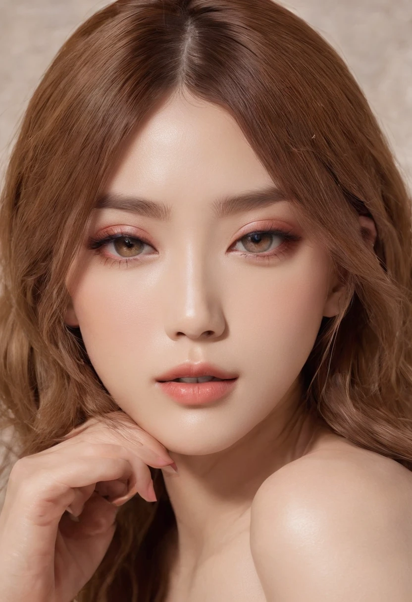 beautiful japanese female、lightbrown hair、semi long hair、Bikini swimwear、Magazine covers、swimming pools