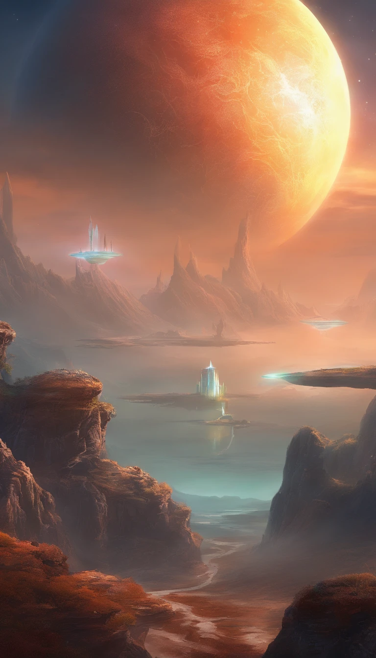 Barren alien planet,Translucent ethereal alien creatures,中景 the scene is,Full body like, highly detailed surreal vfx,oc rendered,Shot with 70 mm - AR 16:9 --q 2 --s 1000