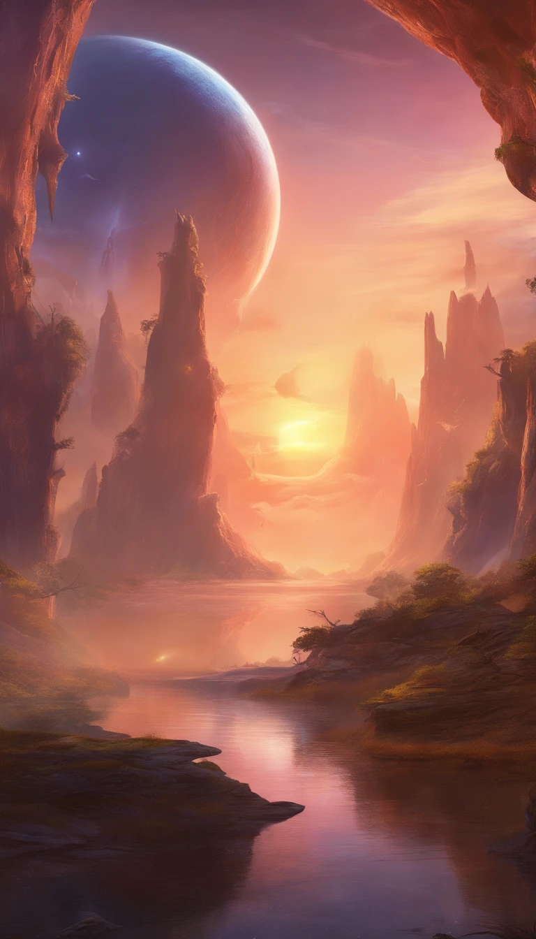 Barren alien planet，Translucent ethereal alien creatures，中景 the scene is，Full body like， highly detailed surreal vfx，oc rendered，Shot with 70 mm - AR 16:9 --q 2 --s 1000