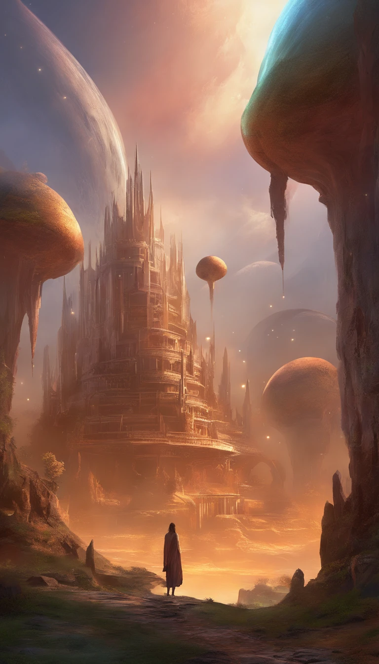 Barren alien planet，Translucent ethereal alien creatures，中景 the scene is，Full body like， highly detailed surreal vfx，oc rendered，Shot with 70 mm - AR 16:9 --q 2 --s 1000