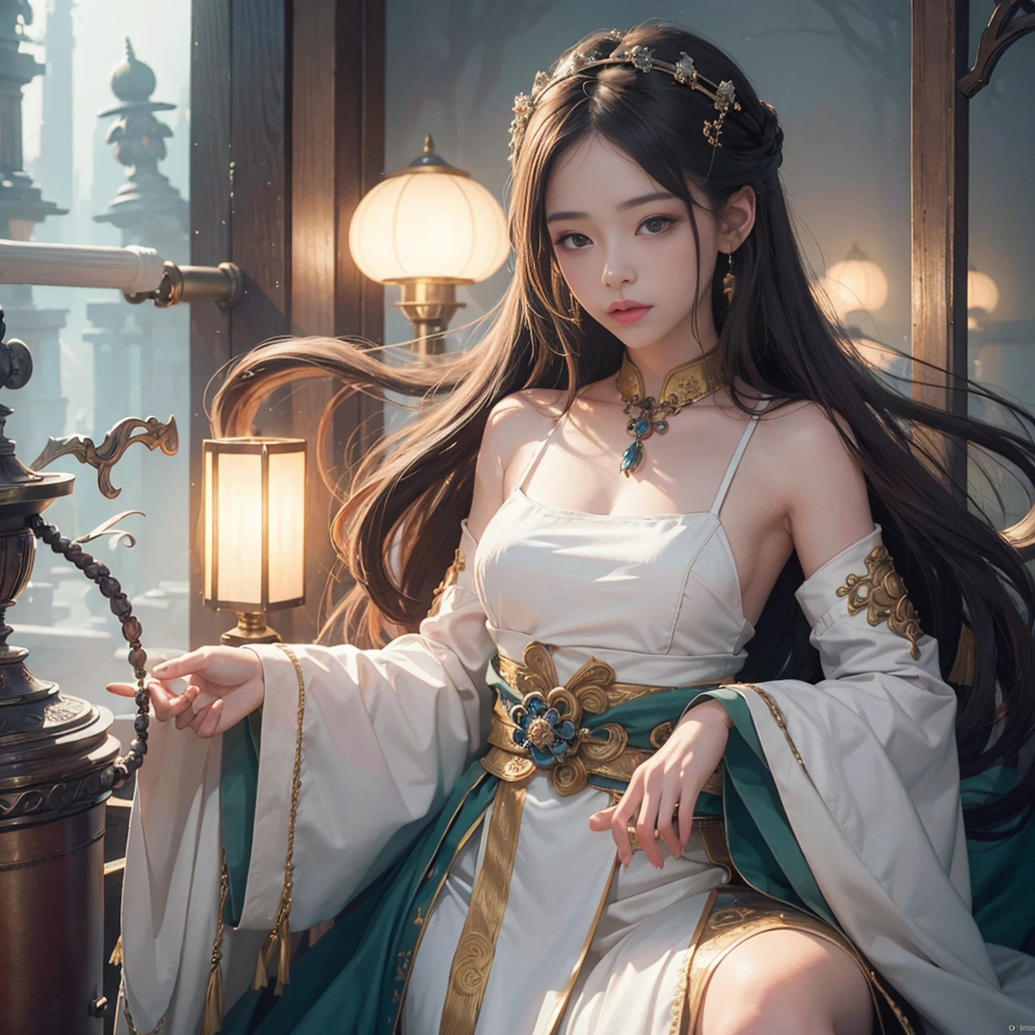 (1girl:1.3),solo,__body-parts__,
official art, unity 8k wallpaper, ultra detailed, beautiful and aesthetic, beautiful, masterpiece, best quality,Fantastical Atmosphere, Calming Palette, Tranquil Mood, Soft Shading,
Miko priestess, charm spell, talisman familiar, shrine maiden duties,