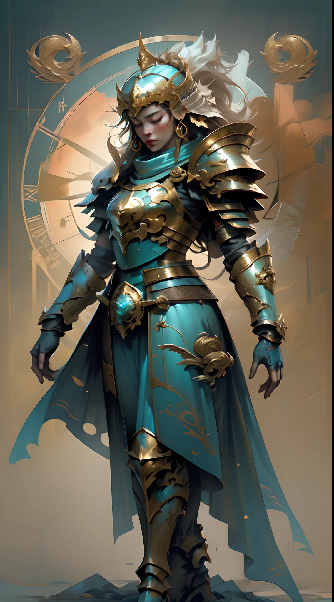 Inspired in anime the "Saint Seiya" universe. The scene features a ((stunning sexy and beautiful girl)),  ((female Knight of the Zodiac)), specifically (representing the Pisces sign), She is wearing her lustrous metal armored , which is colored in shades of gold and Blue turquoise and is ((designed in a style that reflects her Zodiac sign details)), nijiarmor,  real mechanical parts armor, high detailed Picis girl knight saint Seiya styled. (The background is a dramatic battlefield) or a significant ancient Greece location from the series. (hyper-realistic), (each detail of the Knight and her Cloth with precision). should be dynamic and engaging, capturing the essence of the character and her Zodiac sign in to saint Seiya styled , masterpiece, insanely beautiful detailed, vibrantly, powerful energy aura