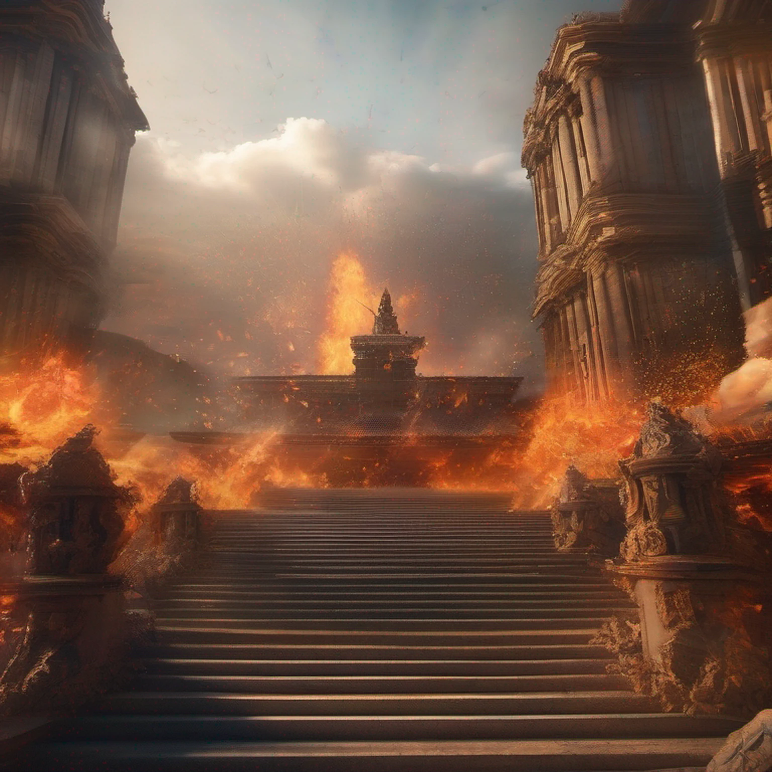 A mythical majestic grand robotic angel descending from a fiery heaven, detalhado, Fujifilm, 32k, Imax, grau de cor, cinemactic, moton blur, baixo contraste, rio, nearwater, junco, a landscape rendering, estilo de colagem, melhor qualidade, architectural photography, foto realista, hyperealistic, super detalhado, Photography movie cinematic, ultra detalhado, altamente detalhado, architectural design, fotorrealista, cinemactic, renderizado, archdaily, 500px, archdaily, sky clear, belo projeto de paisagem