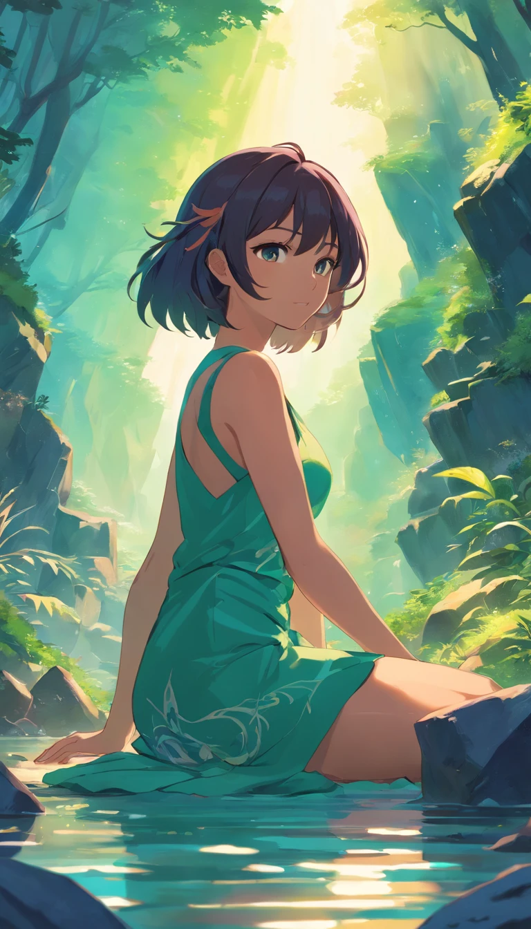 Draw a stylish woman, Sit in Kyle, Mountain Empress Mu Yanling, Goddess of the mountains, A real shot of the queen of the mountains, Ursula, the mountain witch, Goddess of the mountains, Queen of the Mountains, Lamia, serpentine water monster, big breast, Black skin