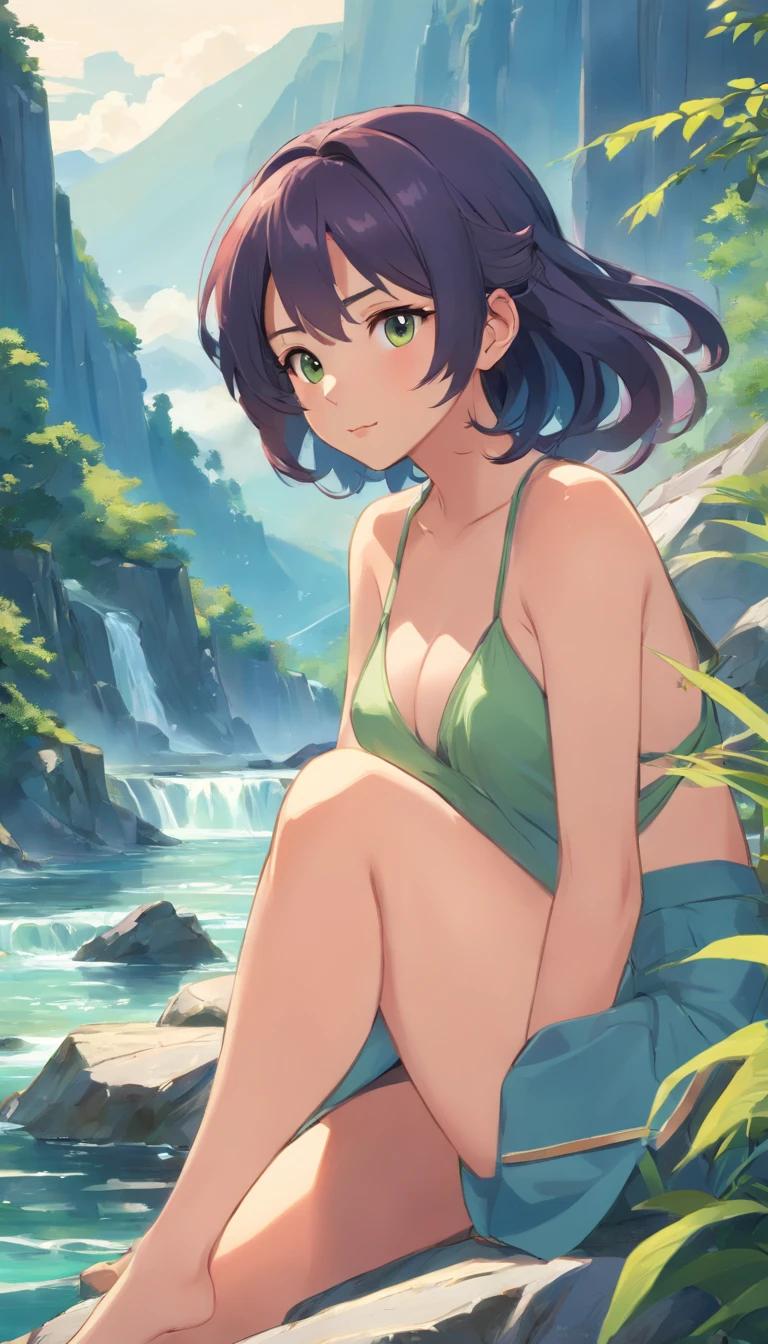 Draw a stylish woman, Sit in Kyle, Mountain Empress Mu Yanling, Goddess of the mountains, A real shot of the queen of the mountains, Ursula, the mountain witch, Goddess of the mountains, Queen of the Mountains, Lamia, serpentine water monster, big breast, Black skin