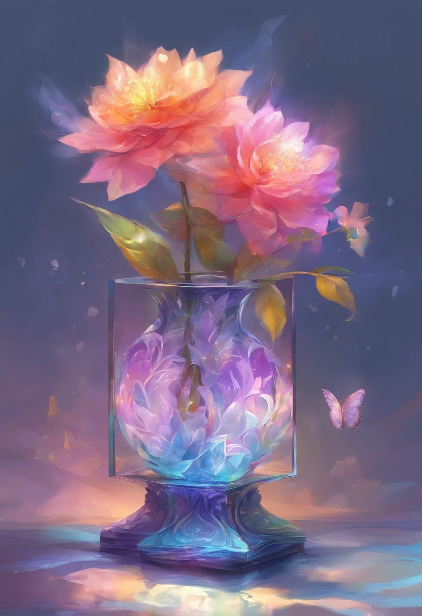 Neonbiotranslucent Cube flower vase.