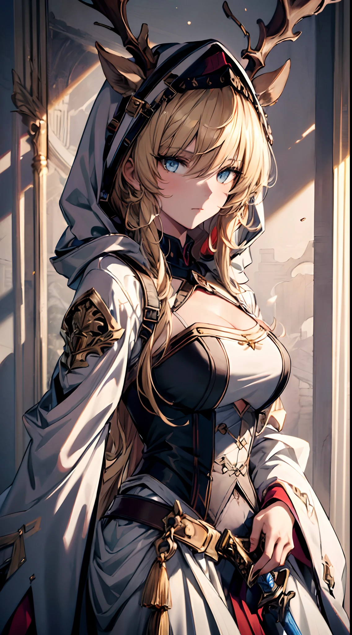 (((Masterpiece))),(incredibly_absurderes),(Best quality),(A high resolution),(Highly detailed),((CG unity 8k wallpaper)),face portrait of a European female , Light hair, Goddess of War, Book pages Colorful art, Long curly hair, Blonde, Intimidating eyes, Sword frame, Decorative panels, Ancient, (Masterpiece, Best quality, A high resolution:1.4), Extremely detailed, Intricate details, 4K, splash of color, Line art, Fibonacci, Perfect intricate details, Best quality, High quality, A high resolution, 16k, primitive, 超A high resolution, Hyper-detailing, finedetail, An extremely delicate and beautiful, Extremely detailed, Real Shadow, Highly detailed painting,full bodyesbian,largeaperture