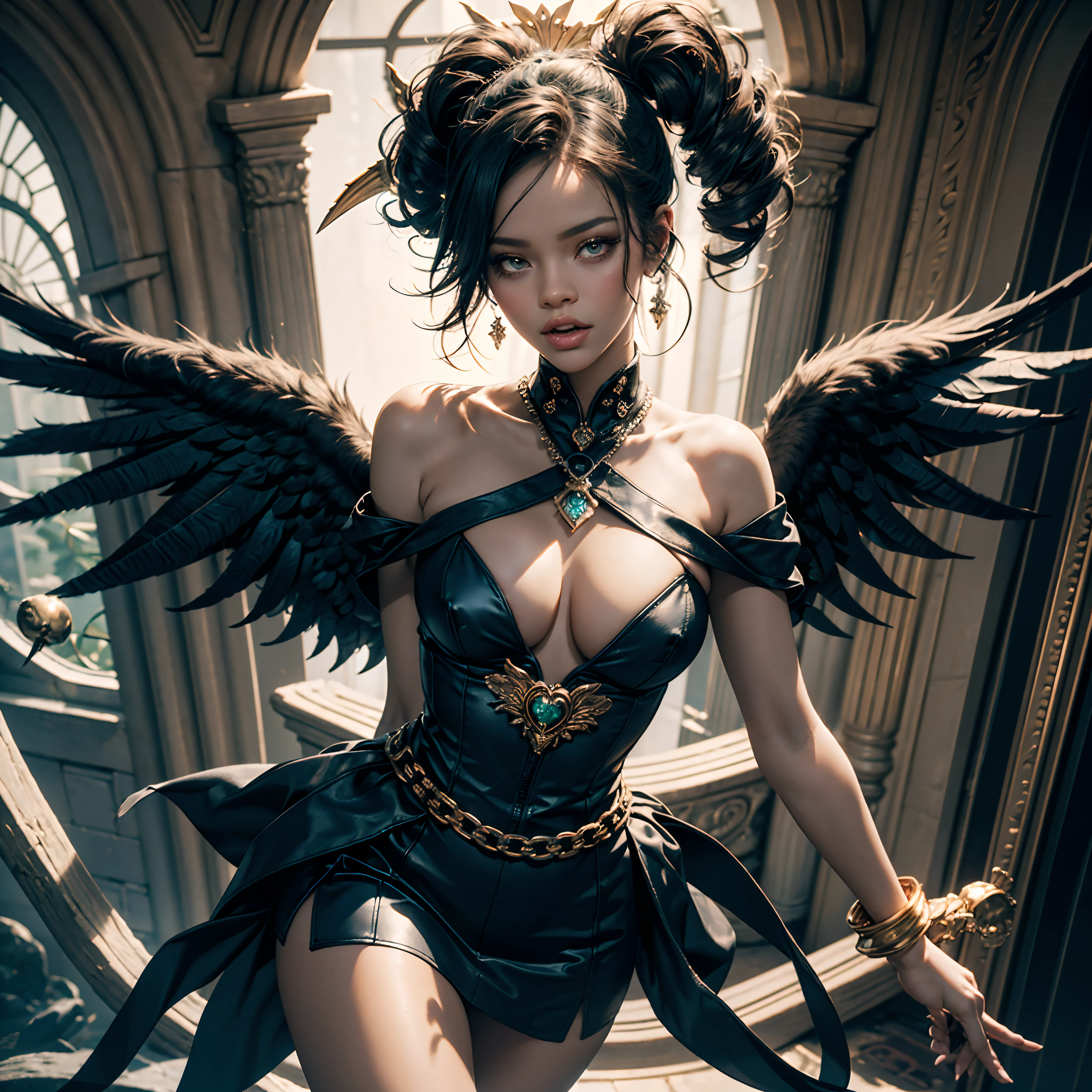Masterpiece epic Diva Sunlight luminescence volumetric lightning contrast global illumination saturate ultra_high-resolution meticulously intricate analogique pro-photo-realistic ultra_high_quality ultra_high_detail optimal accurate cgi vfx sfx reflex 3dcg max color-coded extreme improved Octane_rendered UHD XT3 64K 32K 16K 8K DSLR HDR unrealengine5 romm rgb pbr 3dcg fxaa blu-ray fkaa txaa rtx ssao enhanced ultra_sharpness ecstatic graduate Will-o'-the-wisp pixie sprite iota garden conceptual angel female Jinx glamour walking Chevaleresque "Rihanna" Cosplay aristocratic Goddess surmounted wings surrounded intertwined feather éblouissantes Valkyrie-wings symmetrical athletic Native tanmed skin african dreads obvious agate perfect divine cheekbones effects reddened embarrassed lazuli gorgeous beautiful_Eyes Brown Pupils Black Iris Turquoise Sapphires Open Mouth Teeth Smiles tongue wet pilot Jacket Floating fringe Pearls Eccentric Cape Levitating Shoulders-Off chemise blanches dentelles clavicules papillotes reveal breasts falling sideboob felt satin orange corsait yellow spinel thick leather skirt soies assortie amples nombril revealing heart belt_chastity crux diamond cadena pubic scarlet pubis-hairy obvious indigo Size silver adorned padlock Gold thighs legs garters Gothic inox boots decorated onyx, Sun urban Outdoor Forest Beholder "medieval" outfits priestess ruby background equirectangular 360 mirror glass reflection monastery opal marble deep path ombre Sundrop lantern decorated dramatic mannequin armor chrome chain flat bands fathoms "Heavy Metal" richly lys rune rose ornate emerald plasma glyph Tourmaline wood leaf Earth engraving lava magic summon monster viceroy incandescent Crystalline invocation creature Queen Bee (EOS R6 135mm 1/1250s f/2.8 ISO400) bees conjuration monarch flowering butterfly dog howling floraison Shiba_Inu CGSCOSITY Hearth Ark Church "Ouroboros" Caduceus Cathedral chef-d' tatoo Bruce_Weber sex girl naked nsfw varied multi etc.