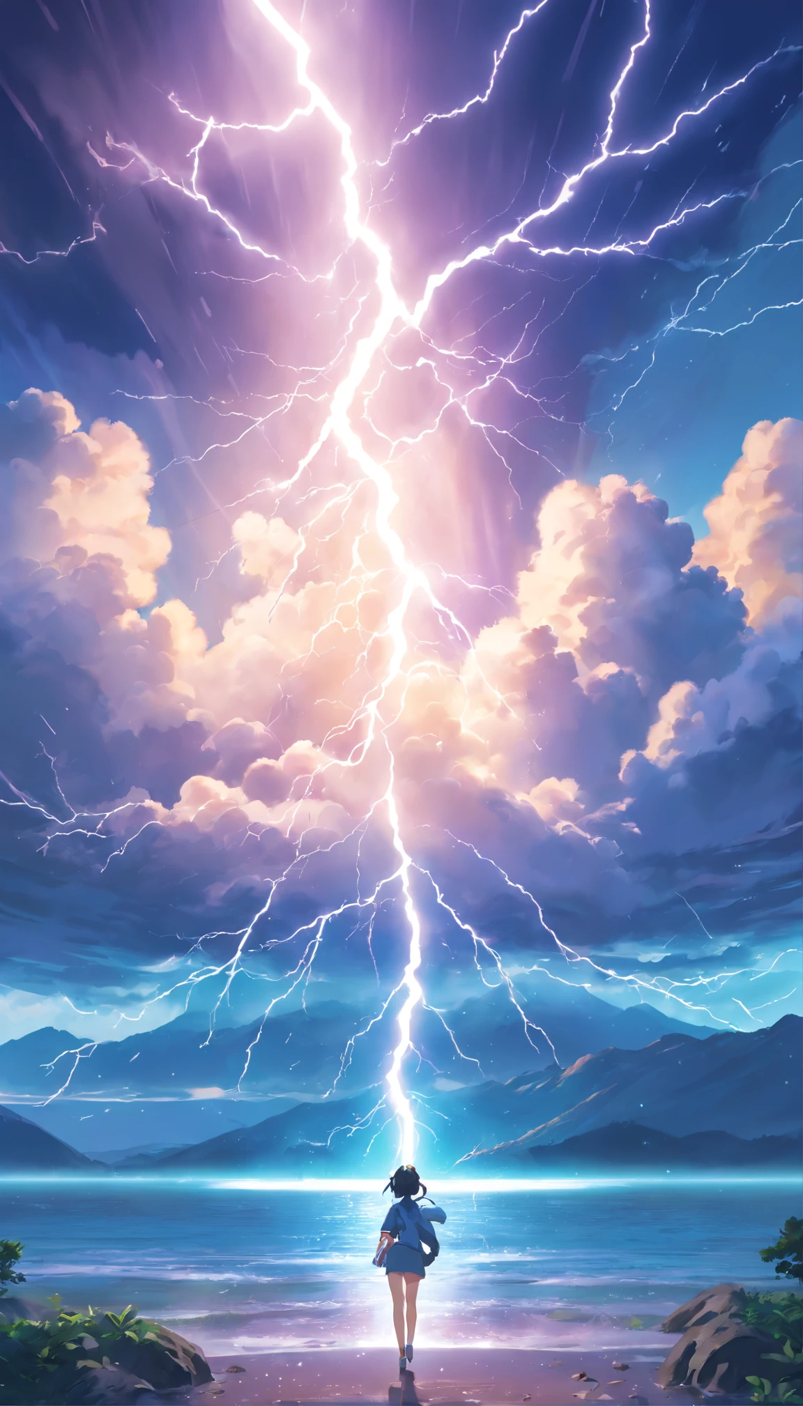 (Legendary artwork),(Running unicorns),Blue-black body,Fluorescence,rendering by octane:1.5,in a cloud,Faraway view,No characters,(Cloud effects:1.5),(Lightning effects:1.5),(Water vapor effect:1.5),super detailing,8K,official works
