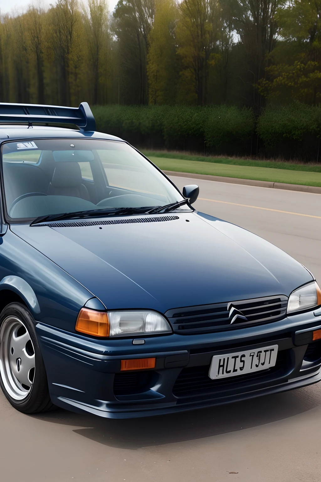 1994 Dark blue 4 door sedan Citroën Xantia with alloy wheels a Spoiler has drift livery on car, Citroën Xantia, 1994 Citroën Xantia, spoiler, full body