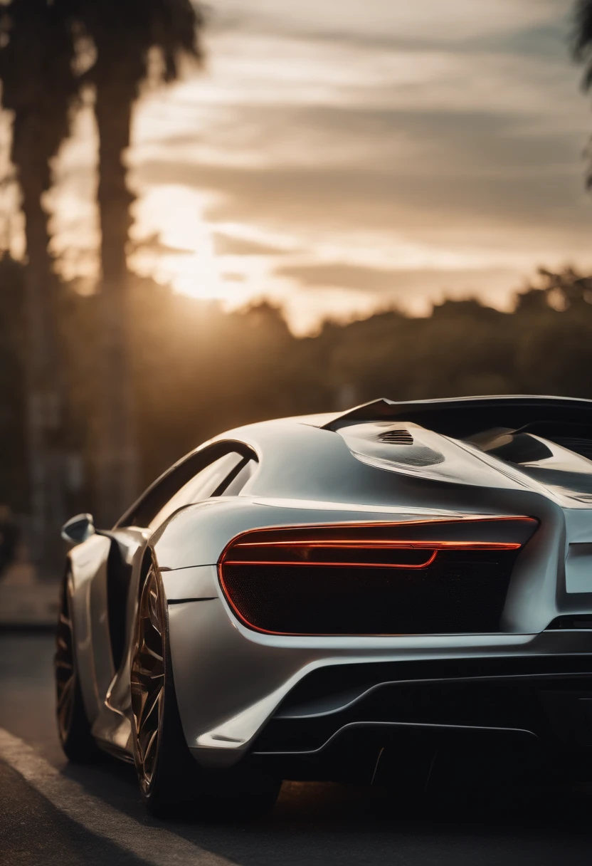 futuristic car, goldern hours