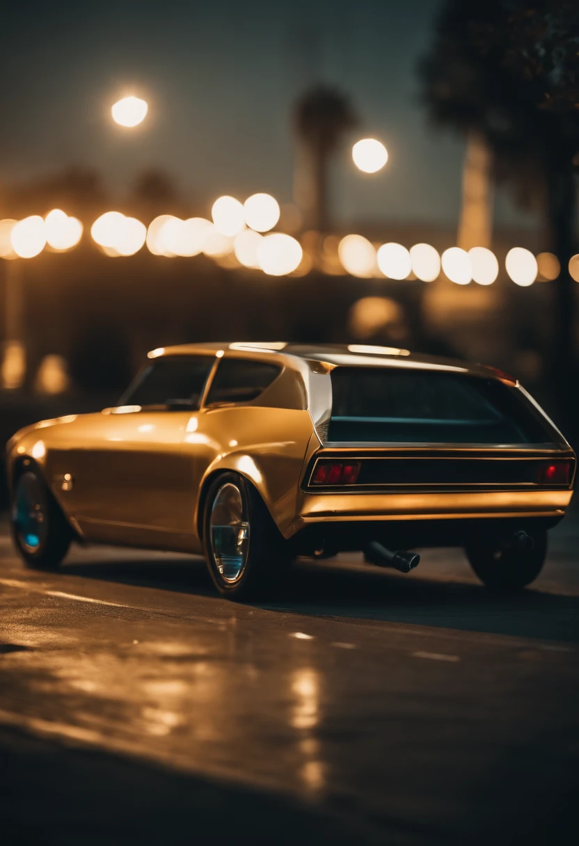 futuristic car, goldern hours