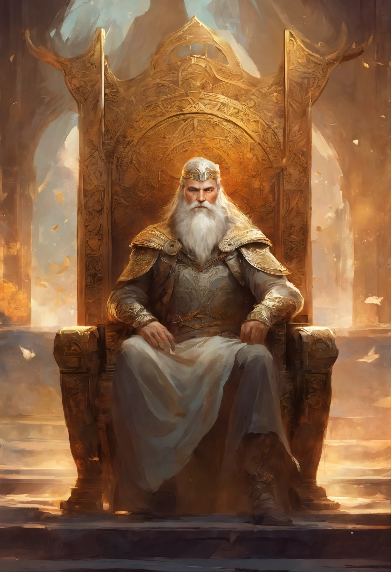 image de Viking odin assis sur la chaise en train de lire un papier, portrait