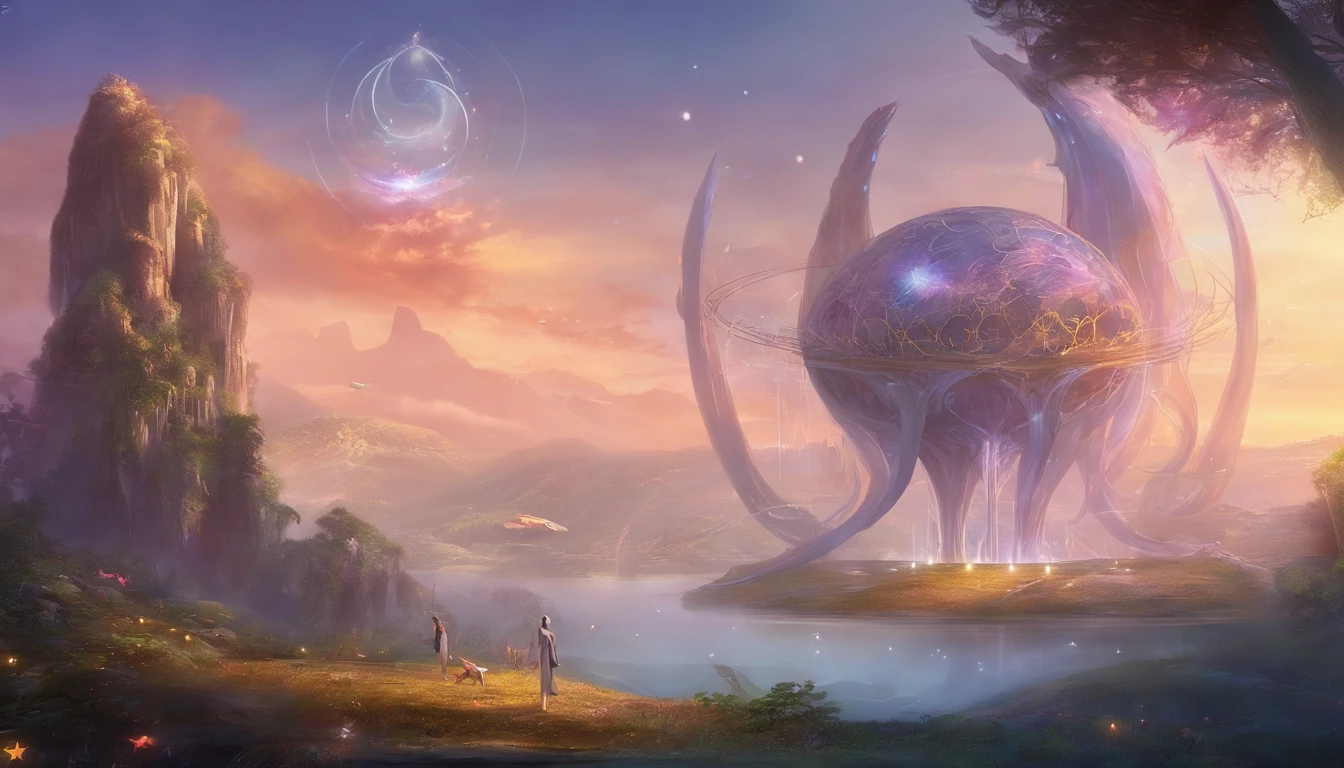 Transparent ethereal alien creatures，中景 the scene is，Full body like， highly detailed surreal vfx，oc rendered，Shot with 70 mm - AR 16:9 --q 2 --s 1000