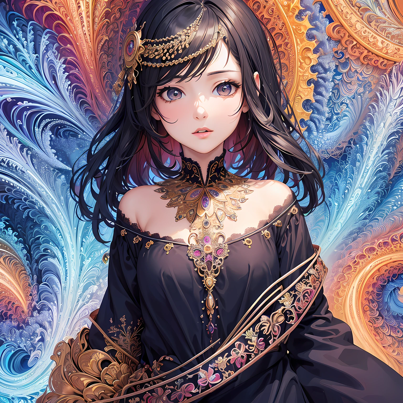 (masterpiece, top quality, best quality, official art, beautiful and aesthetic:1.2), (1girl), extreme detailed,(fractal art:1.3),colorful,highest detailed