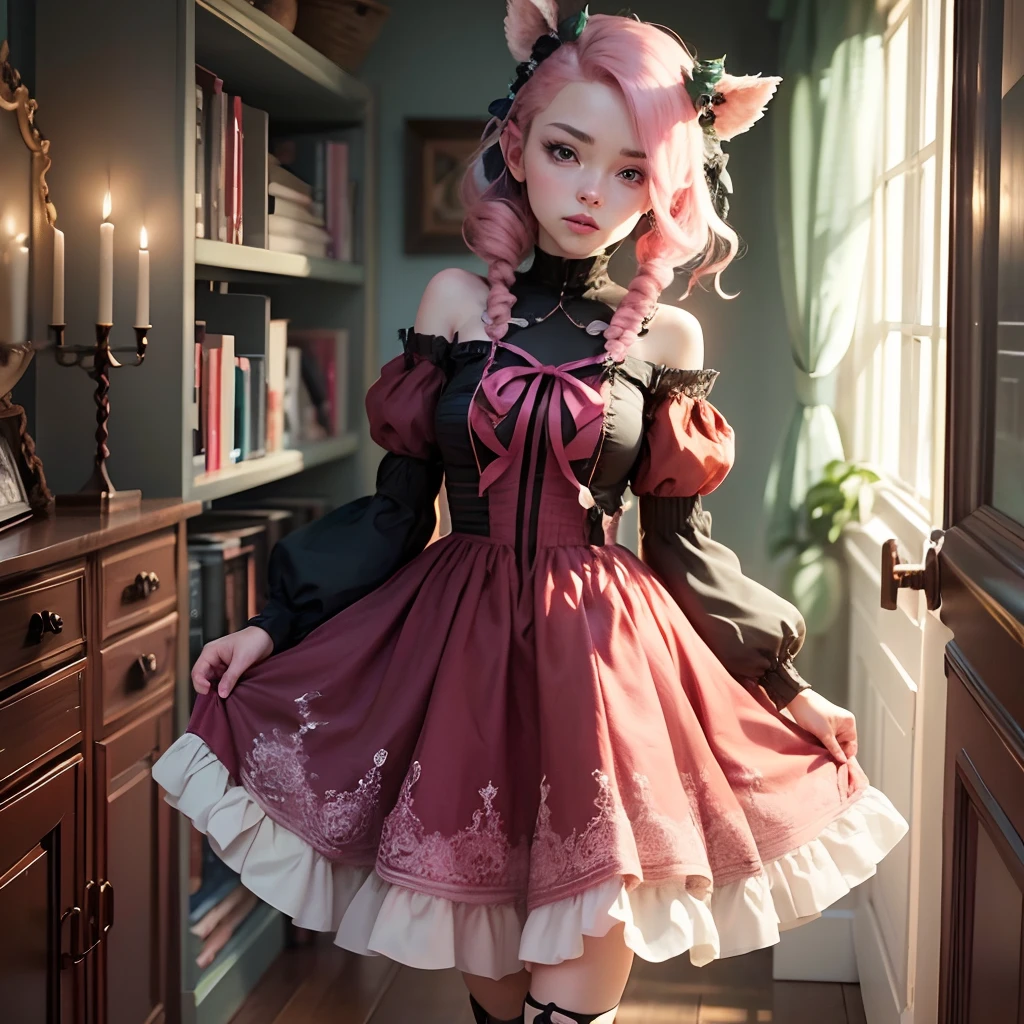 Anya Forger from Spy X with pink hair as a beautiful in an exquisite colored dress --auto --s2