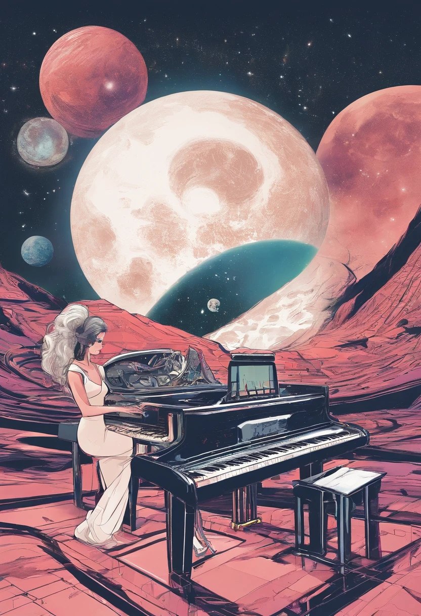 Play the piano under the moon