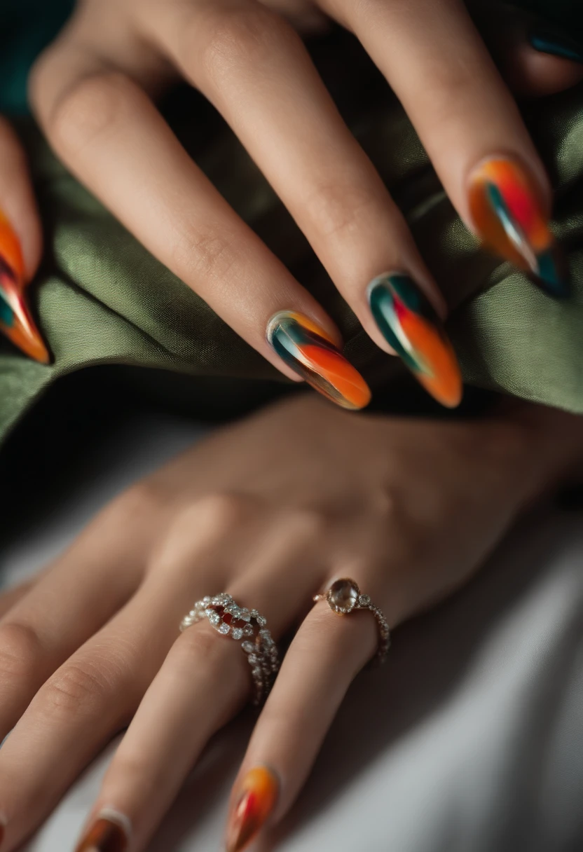 a beautiful woman hand with long nails