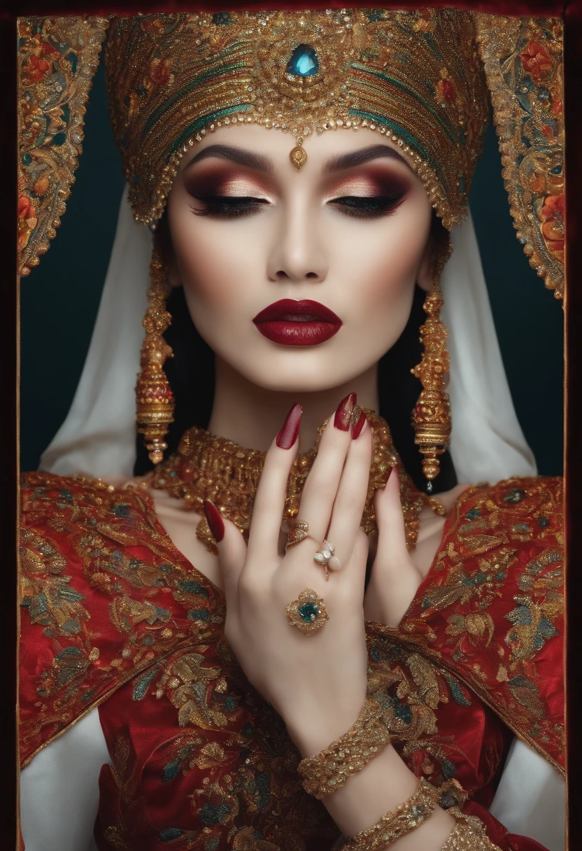 a beautiful woman hand with long nails
