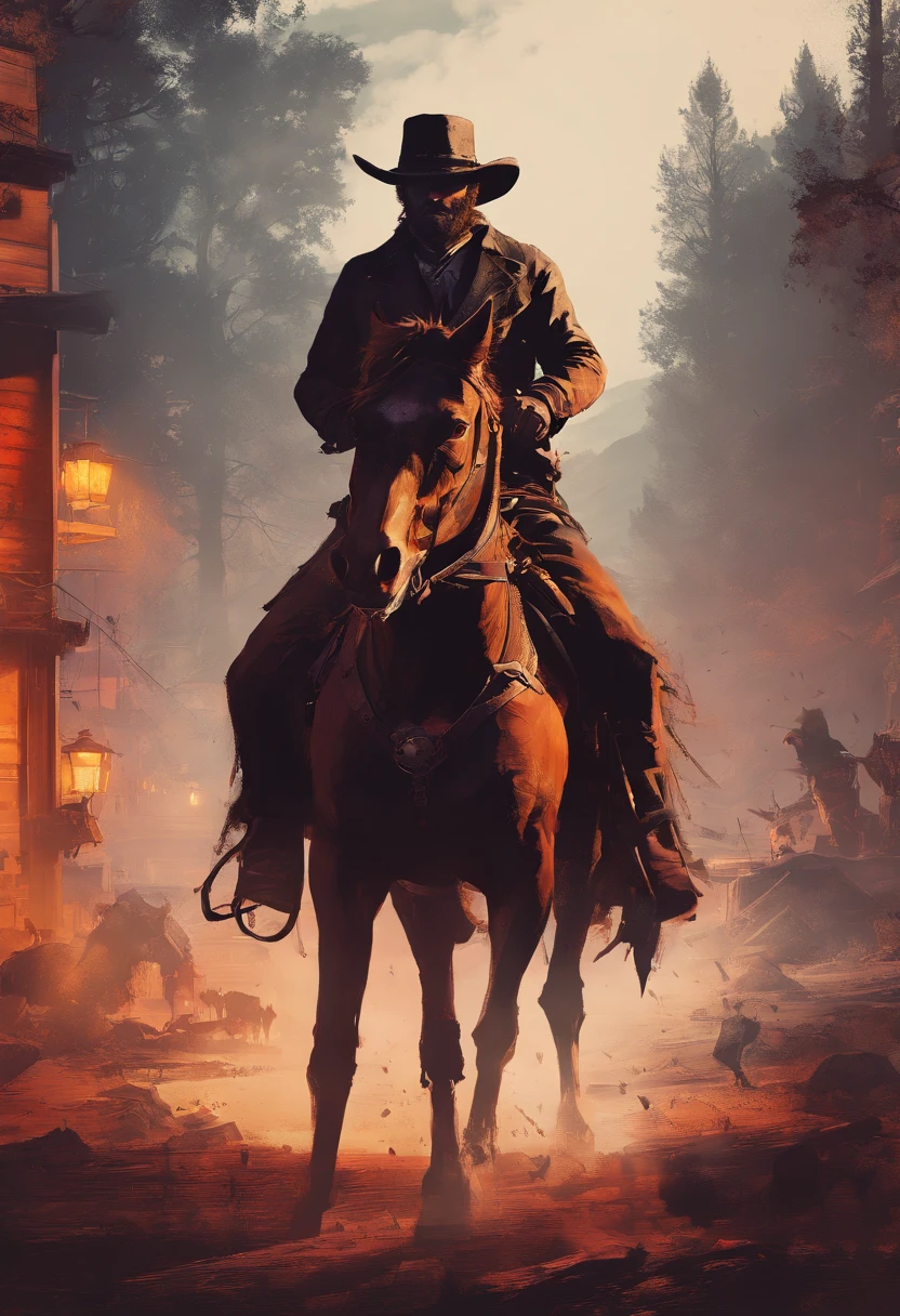 (red dead redemption 2 style,1899 year,outlaws riding horses, micah bell gang,art poster,saint Denis city from RDR2 game ,six outlaws.six guys)
(best quality,4k,8k,highres,masterpiece:1.2),ultra-detailed,(realistic,photorealistic,photo-realistic:1.37),HDR,UHD,studio lighting,ultra-fine painting,sharp focus,physically-based rendering,extreme detail description,professional,vivid colors,bokeh,portraits
,landscape,horror,anime,sci-fi,photography,concept artists
,red orange,deep shadows, warm tones, vibrant colors
,soft, warm natural light, dramatic highlights and shadows, backlighting