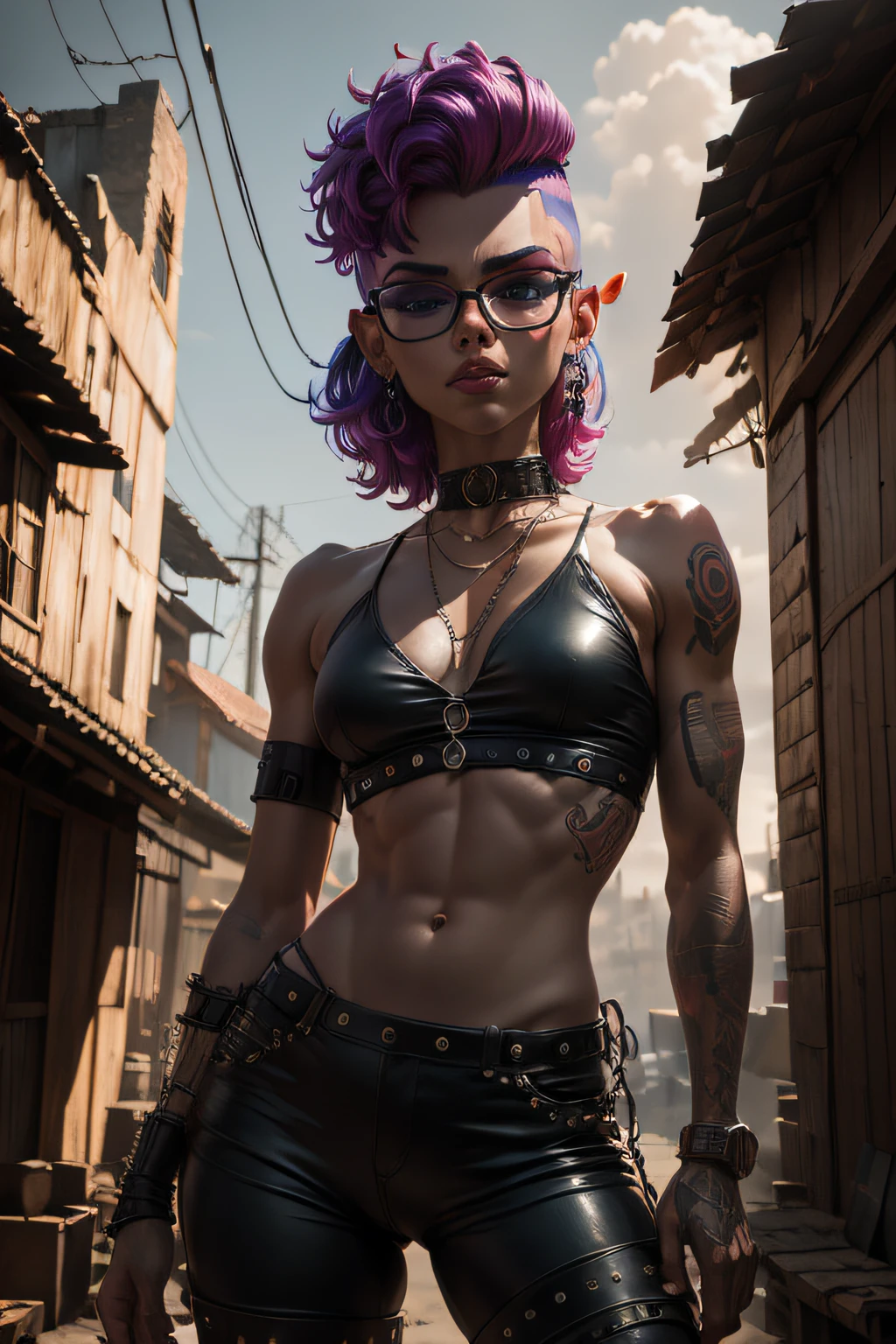 best quality,ultra-detailed,realistic,portrait,highres,sharp focus,tattooed girl,detailed eyes,vivid colors,studio lighting, tatoagens pelo corpo