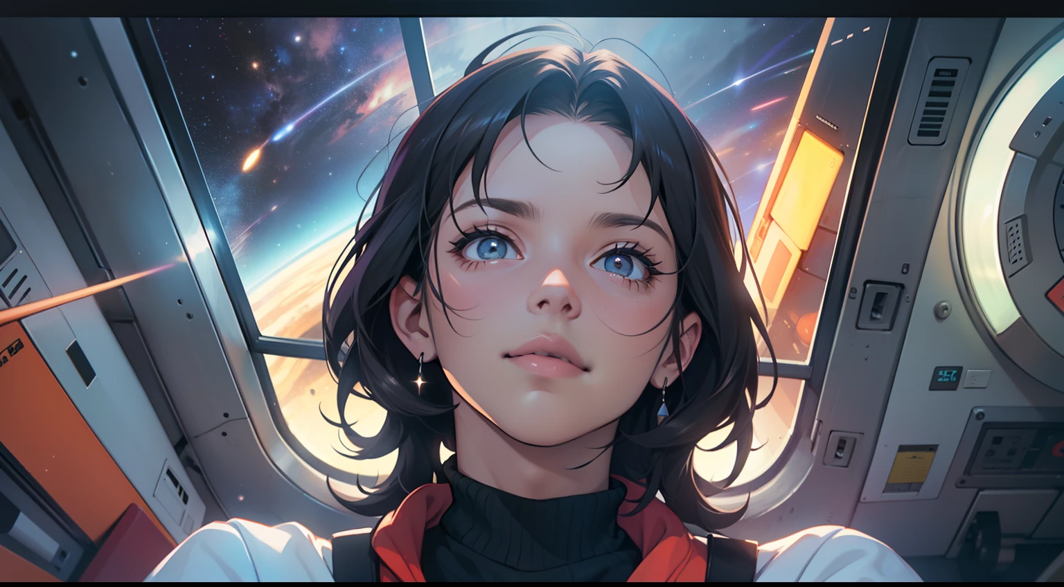 ridiculous resolution, high resolution, (masterpiece:1.4), super detailed, 1boy, seen from above, space, floating, --v 6