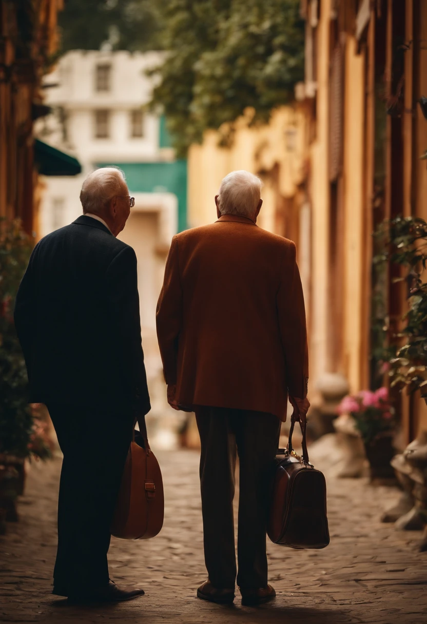 Old people male people Rear view