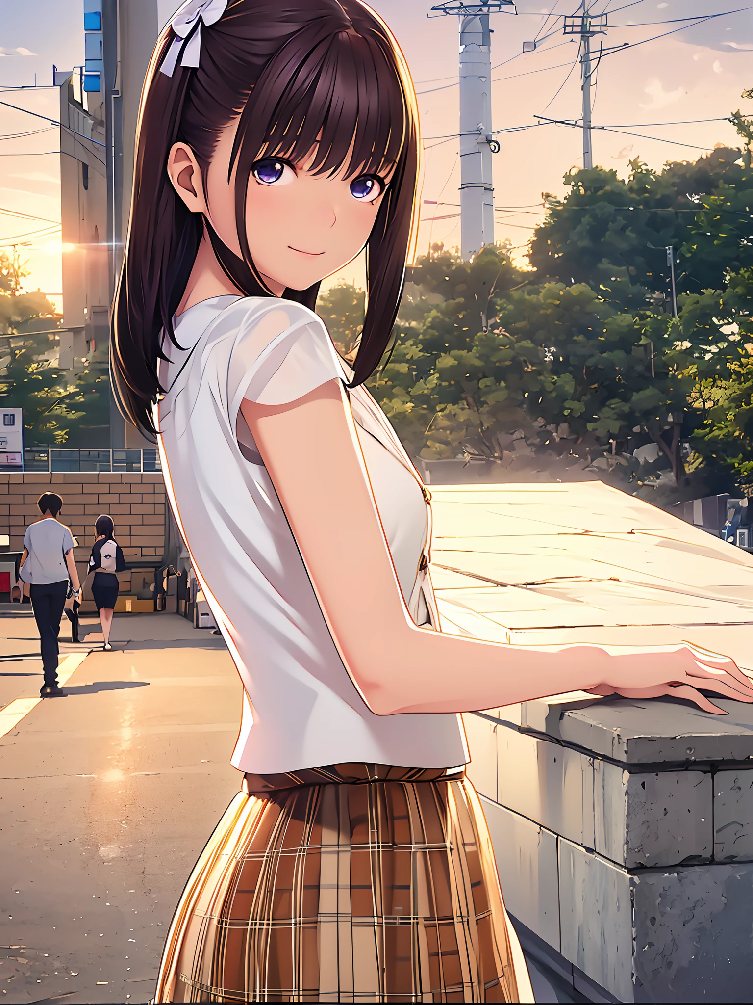 hight resolution,8K,Best Quality,detaileds,semi - realistic anime,Anime 3D Style,Smooth Anime CG,1 girl in,18-year-old woman in Japan,slim,modeled,shiny chestnut hair,Medium Hair,Detailed face,Beautiful and detailed eyes,Glowing skin,randome pose,