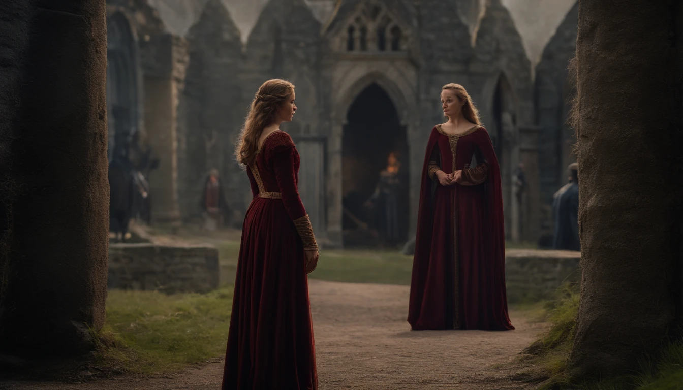 A woman in medieval attire stood before a guard., Afterlife, Afterlife, Anti-Life, The style of mystery TV series, at last, After the battle, Arcane Style TV Series, Carbon transformation, aftermath, After Effects, Live-action movies, Alfredo and the afterlife, Life after the pandemic, Series on Netflix, Live-action movies