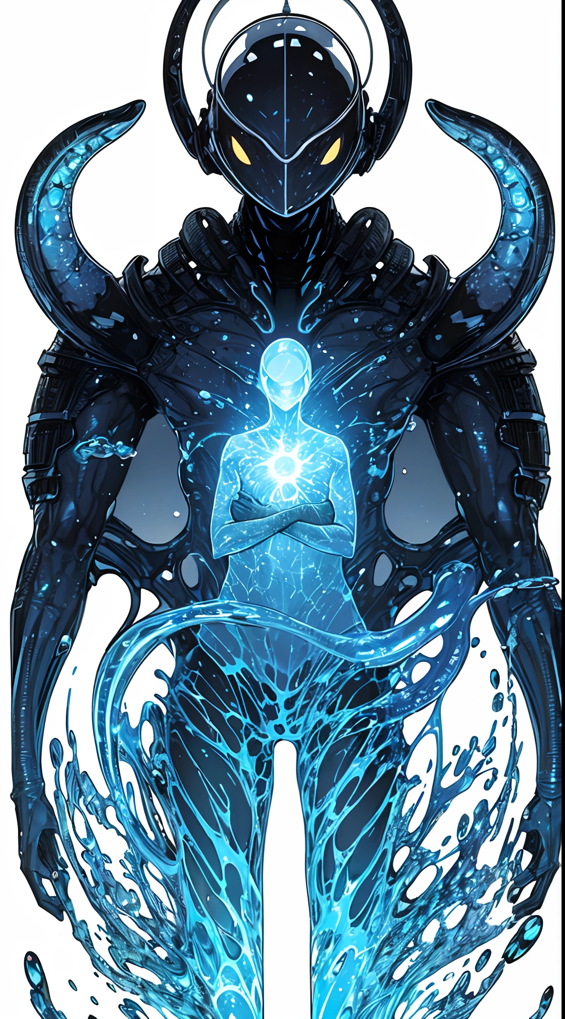 (giant transparent alien paranormal creature,cowboy shot,above Knee Portrait,blank background,body made up of water,shiny oil slime glowing,ethereal creature,Look through the planet behind the body:1.55),(all-seeing-eyes,headless,Tentacles and pupils,planet,Graal glass,dystopian art,hyperrealistic,afrofuturism,Psychedelic:1.25),on the planet surface,Aerial view,Concept art,starry sky,
