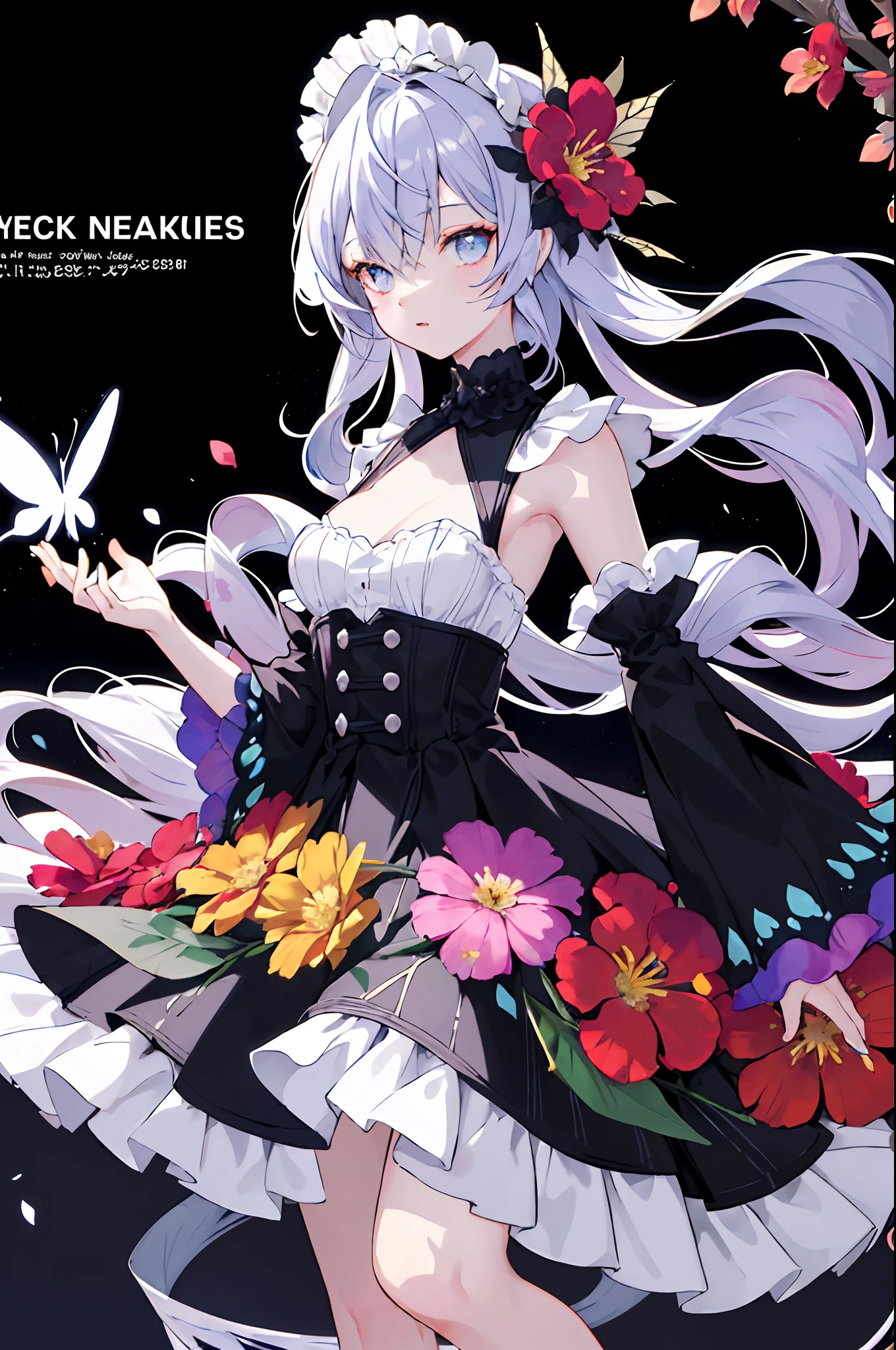 Maximalism artstyle,neon theme,,suprematism,beautiful detailed flower,hyper detailed,flower,hyper quality,flower and hair is same color,beautifuly color,face,her hair is becoming flower, flower,hair,flower,butterfly,,1girlkawaii,,high details, high quality,back light,hair and clothes is flower,upper body ,high quality,hair with body ,webbed dress, upper body, flower leg, flower hands,body with flower,    flower with clothes , dress with flower, , light particles,black background,  Hair with flower,small breast with flower,floating hair with flower,floating1girl,small breast,  marbling with hair and clothes, looking at viewer,original,arm down, paper cutting, black background, flower forground,  hair with flower,highres, hair with  flower,hair with flower ,hair,  wavy hair ,diffusion lighting, abstract,Butterfly with  body,   flower with hair, her hair is flower,big top sleeves, floating, [[hair over one eye]],dark
(magazine:1.3), (cover-style:1.3), fashionable, woman, vibrant, outfit, posing, front, colorful, dynamic, background, elements, confident, expression, holding, statement, accessory, majestic, coiled, around, touch, scene, text, cover, bold, attention-grabbing, title, stylish, font, catchy, headline, larger, striking, modern, trendy, focus, fashion,