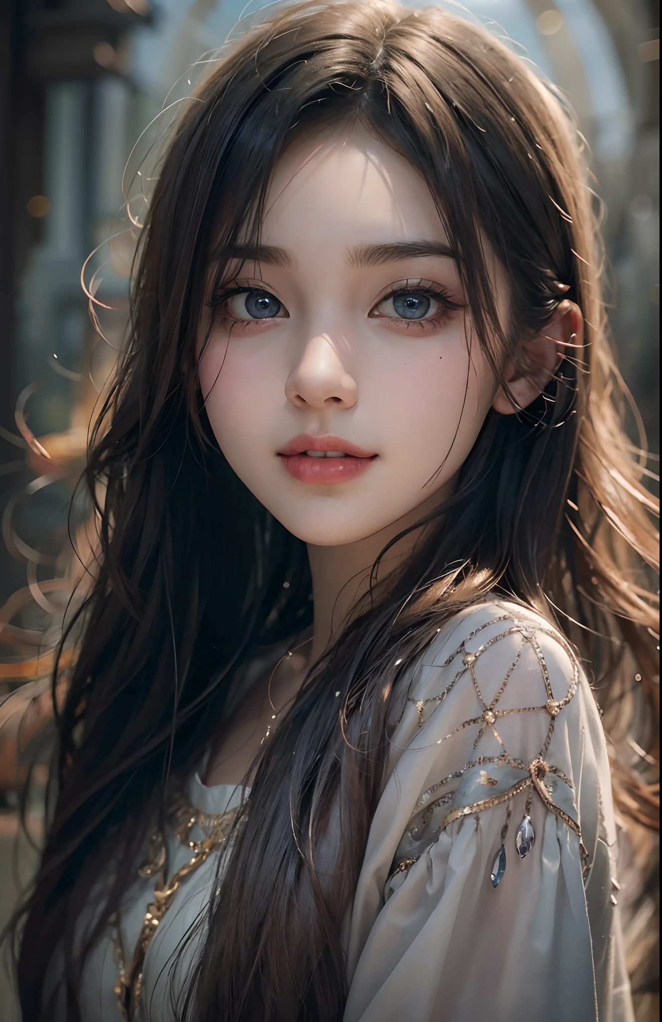 Create an image of a stunning beauty who is half French and half Japanese. She has an exceptionally beautiful face, with striking blue eyes and long, straight blonde hair. She wears a cute dress and has a furrowed brow expression, as if expressing anger and dissatisfaction. Her arms are crossed, and she appears upset. The second person is a man with black hair and long bangs. He wears a T-shirt and denim. His expression looks sad. The composition should depict both of them in an upper body close-up, engaged in an argument. The beauty should be on the right, and the man on the left, facing each other and arguing. Their eyes meet, and they exchange heated words. The background is a room