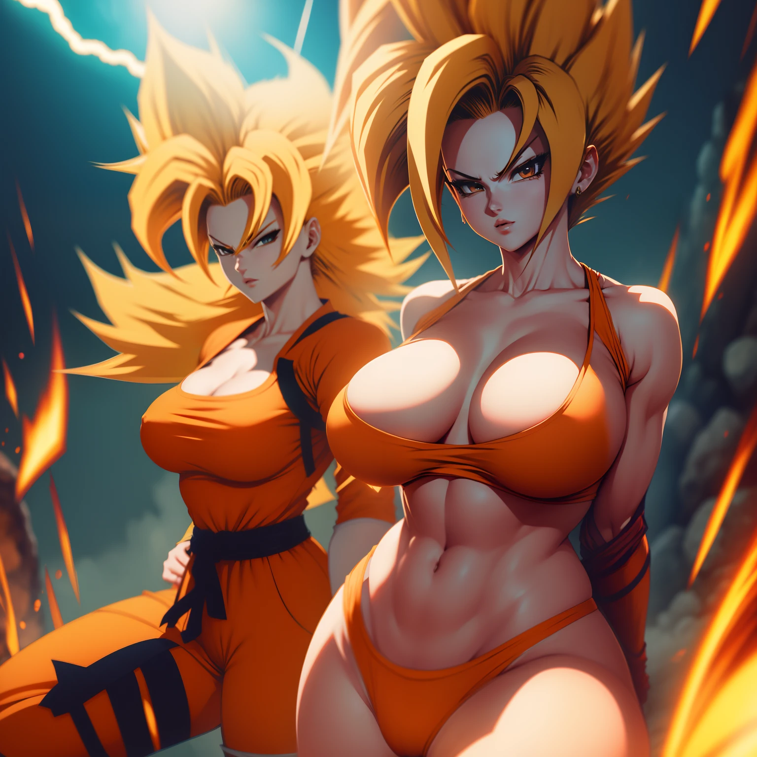 Mulher super Sayajin roupas de Goku nsfw