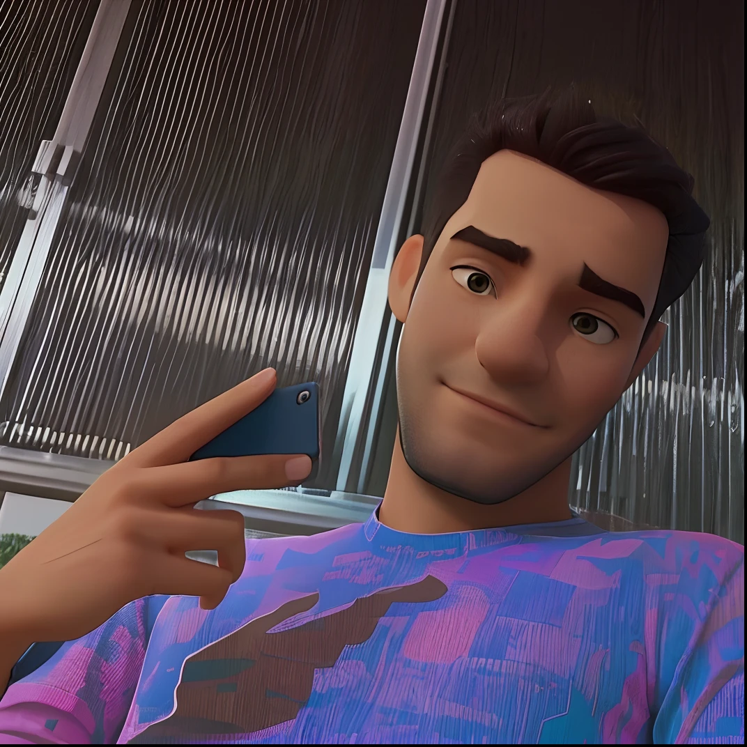 There's a man sitting in a chair holding a cell phone, taken in the early 2020s, dessaturados!!, neo vaporwave |, arrepiante, em torno de 1 9 anos, foto de perfil 1024px, ((Saturado)), aka dream, hip hop vaporwave, foto de perfil, inspirado em Zhu Da, Assumiu o iPad