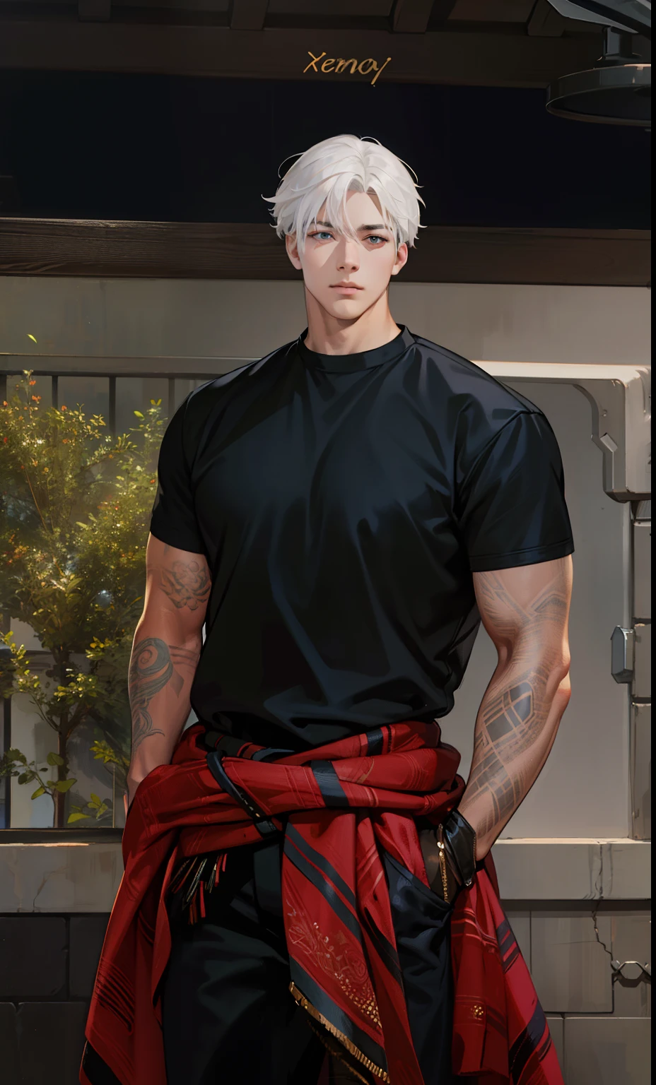 1boy, sh ort hair, white hair, realistic, ultra detail, 70mm lens.