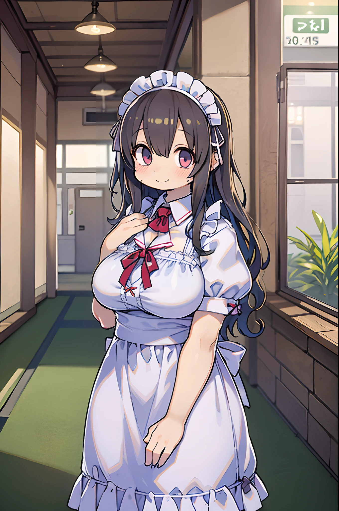 masutepiece, Best Quality, 1girl in, Empty eyes, Utsurome, maid, Smile